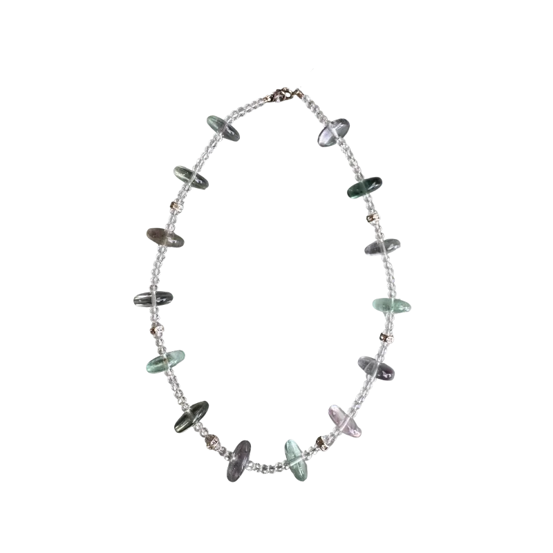 Fluoriet schijfjes collier - Final Sale