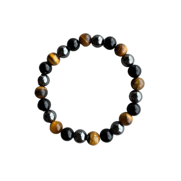 Tijgeroog, Hematiet & Onyx Armband – 8 mm – Kracht, Aarding & Bescherming
